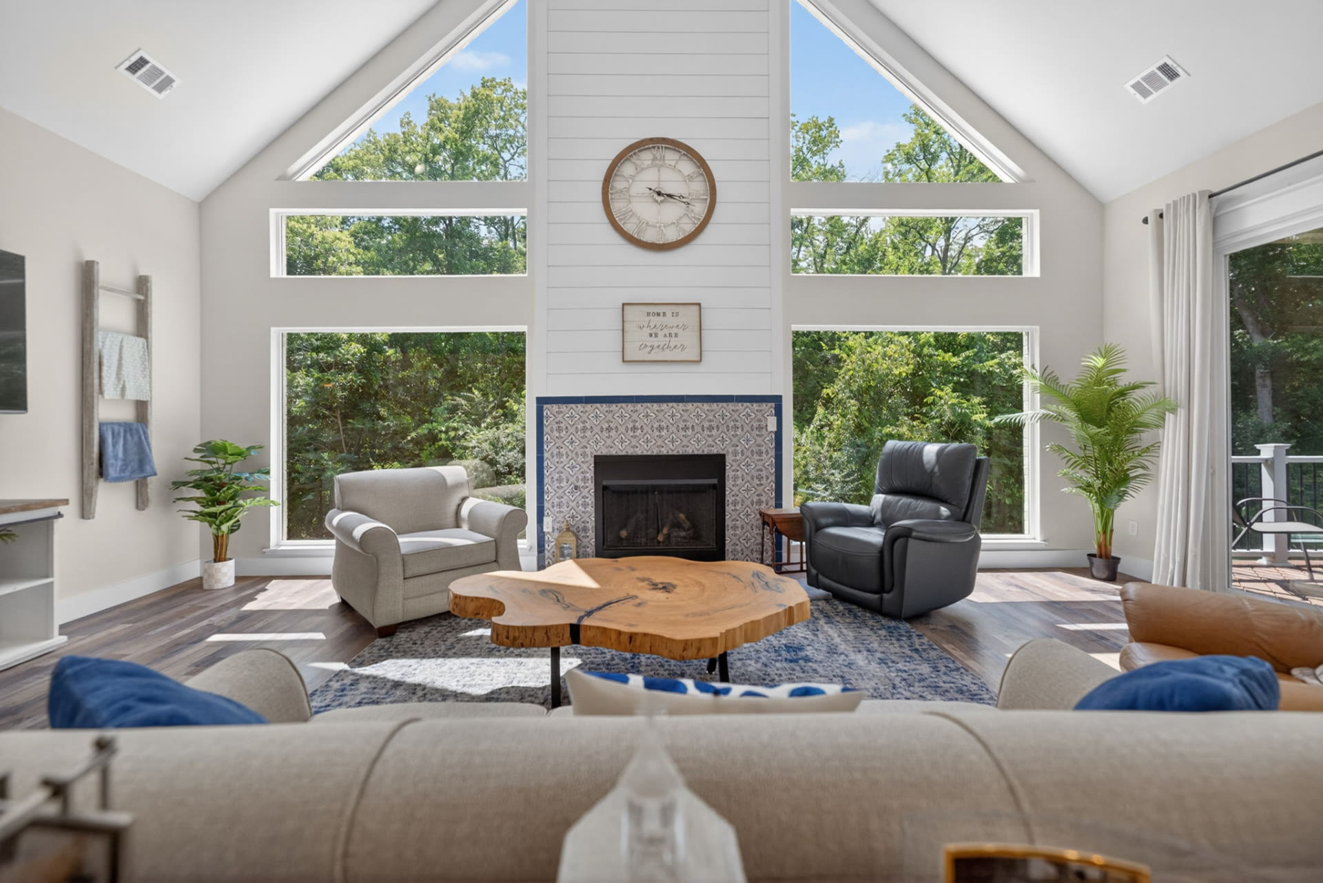 Vaulted living room photographed for a listing
