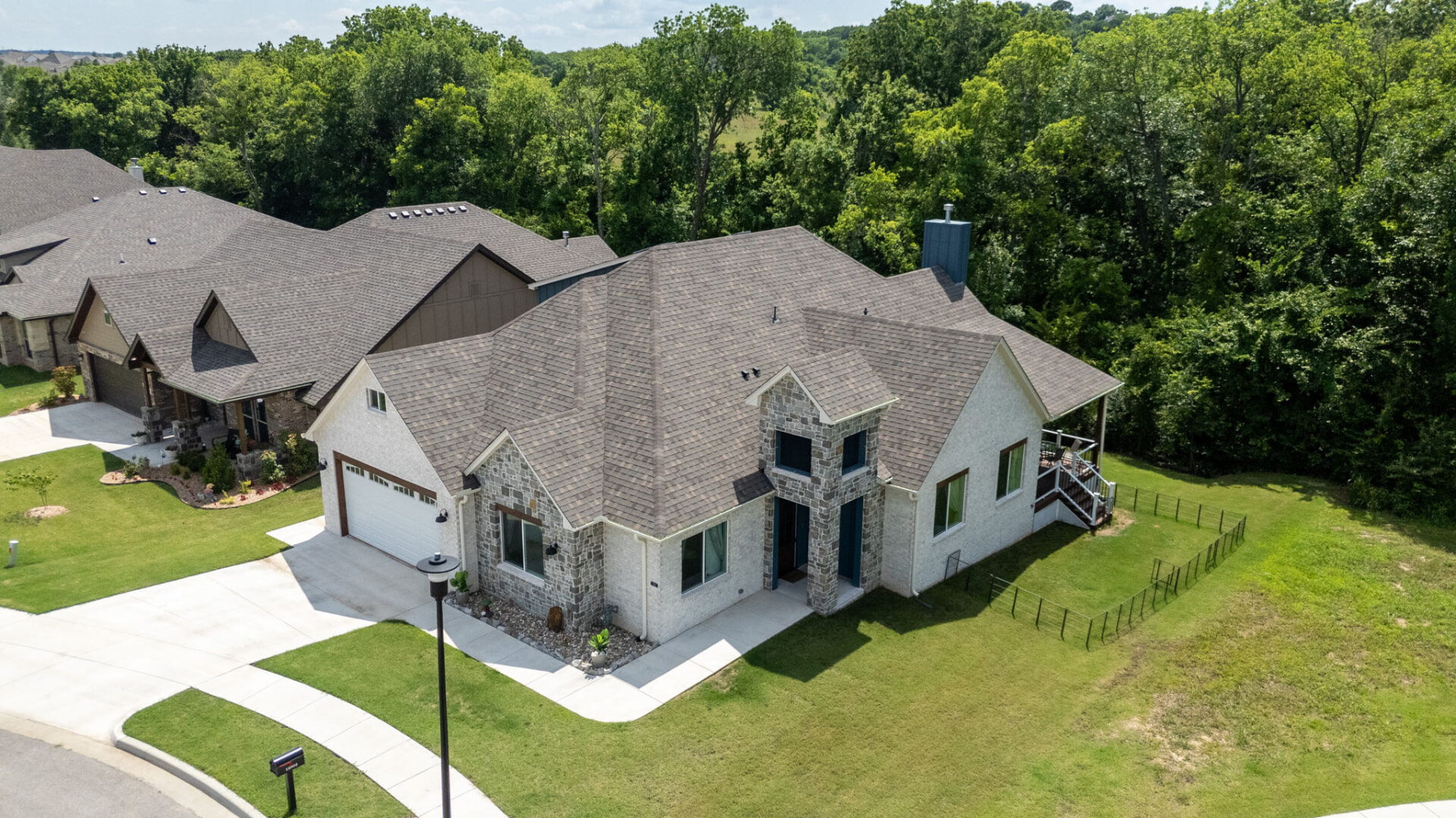 Aerial view of a new build home