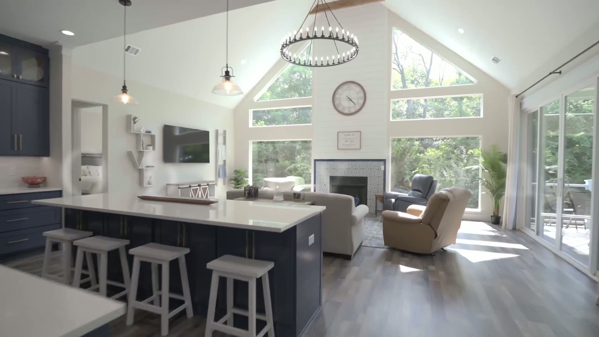 Kitchen interior with clean lines and warm light