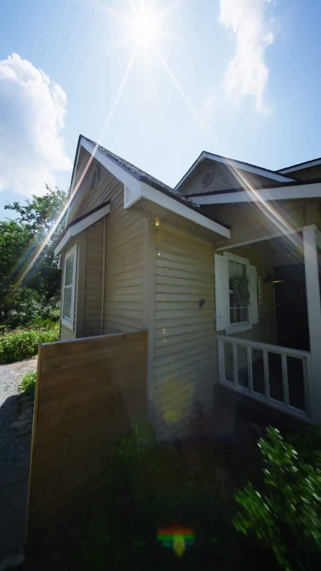 Cottage exterior at golden hour